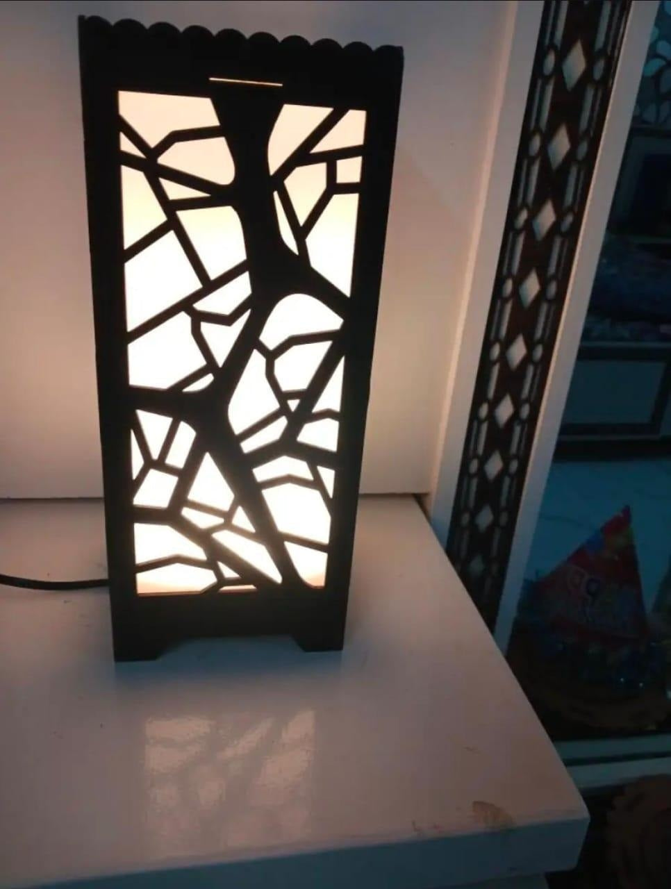 Wooden Side Table Lamp